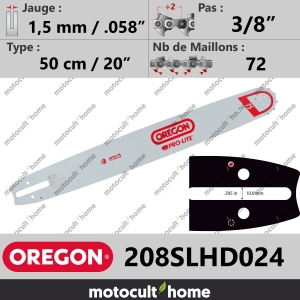 Guide de tronçonneuse Oregon 208SLHD024 Pro-Lite 50 cm 3/8"-20