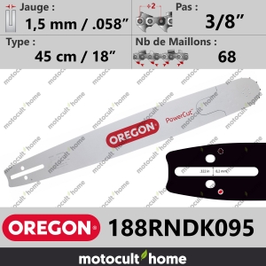 Guide de tronçonneuse Oregon 188RNDK095 PowerCut 45 cm 3/8"-20