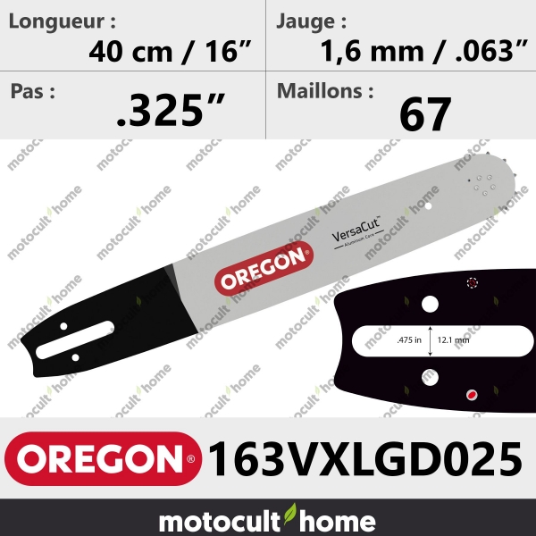 Guide de tronçonneuse Oregon 163VXLGD025 Pro-Lite 40 cm (remplace 163SLGD025 )-20